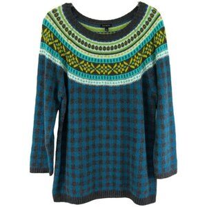 Talbots Multicolor Patterned Crew Neck Sweater